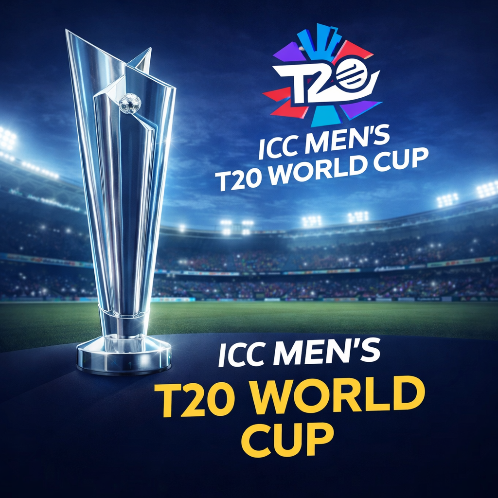 ICC Men’s T20 World Cup trophy during match